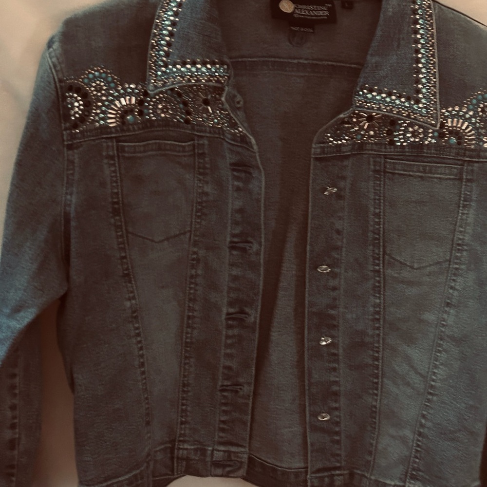 Retro Faded Blue Jean Jacket-Beautifully embellished.
Christine Alexander